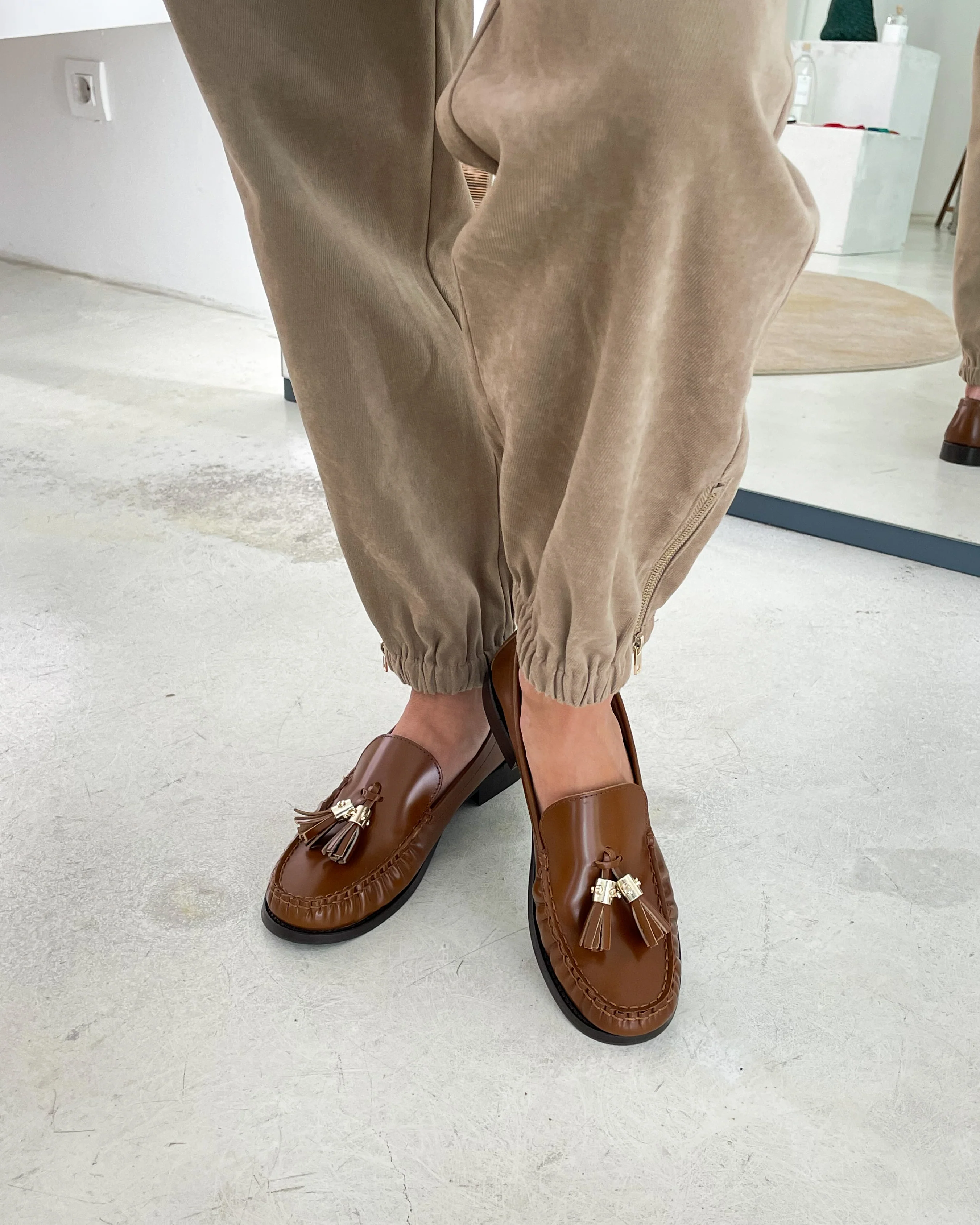 Camel Glossy Leather Moccasin - Image 6