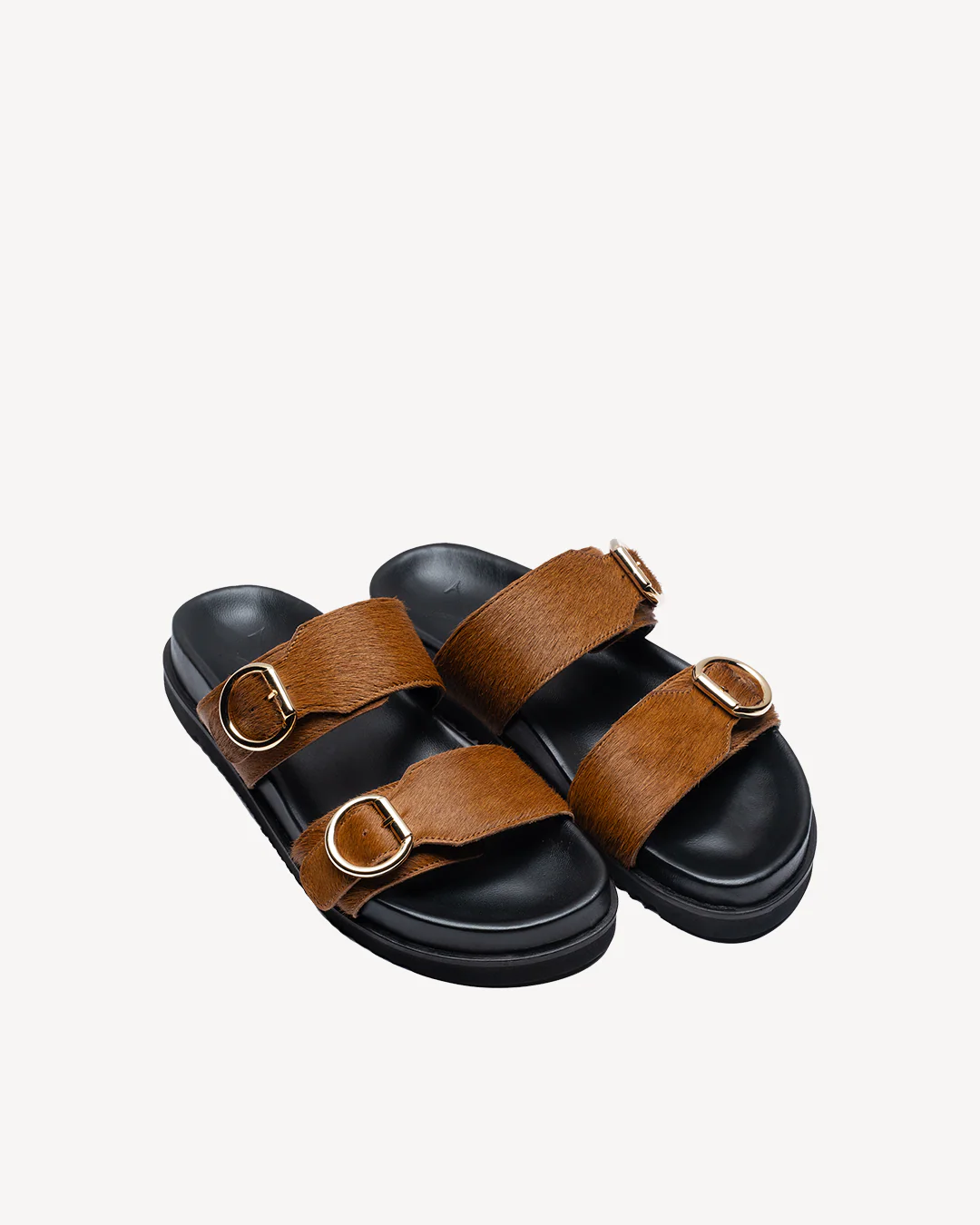 Camel Double Buckle Sandals - Image 4