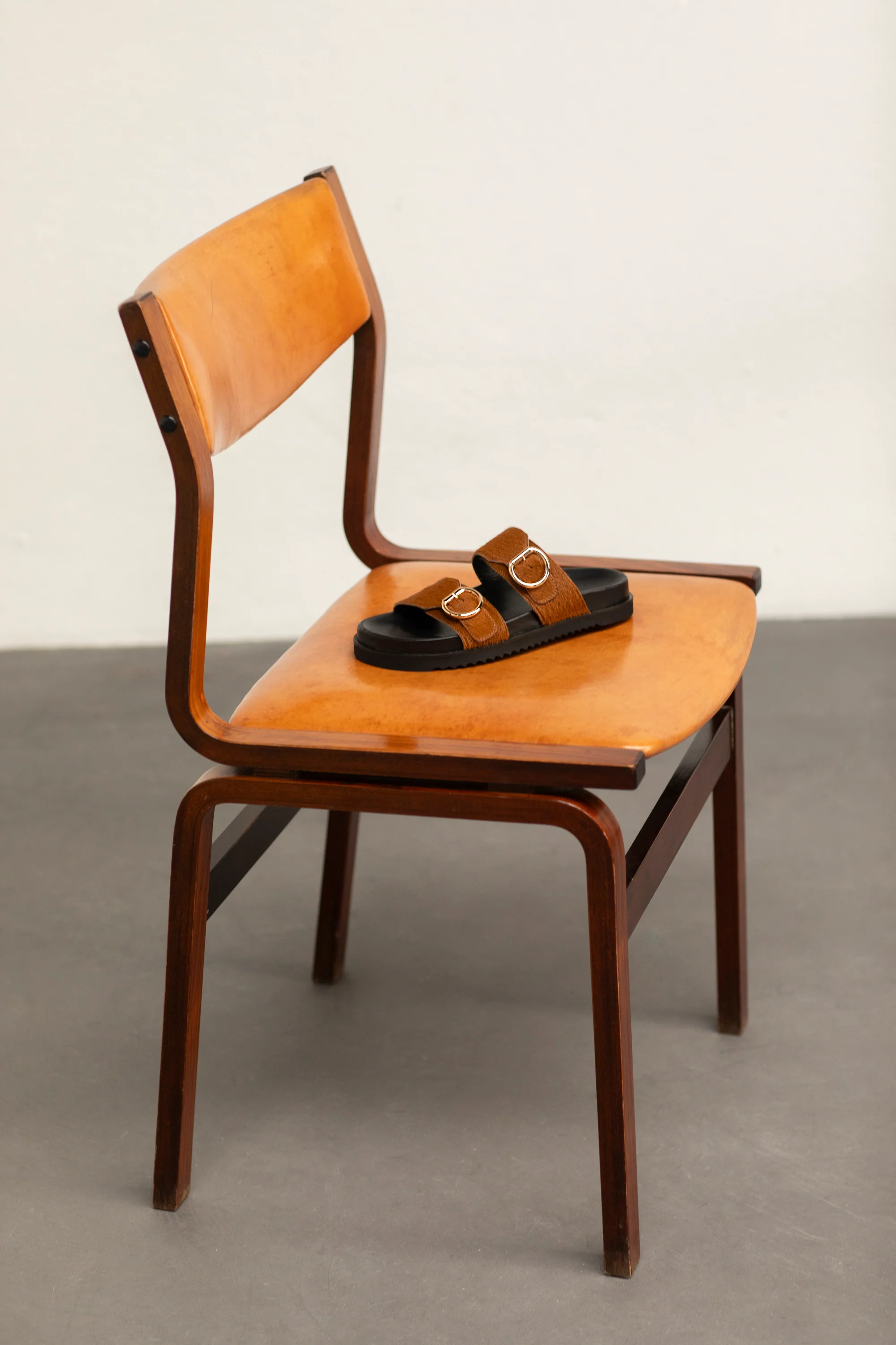 Camel Double Buckle Sandals - Image 5