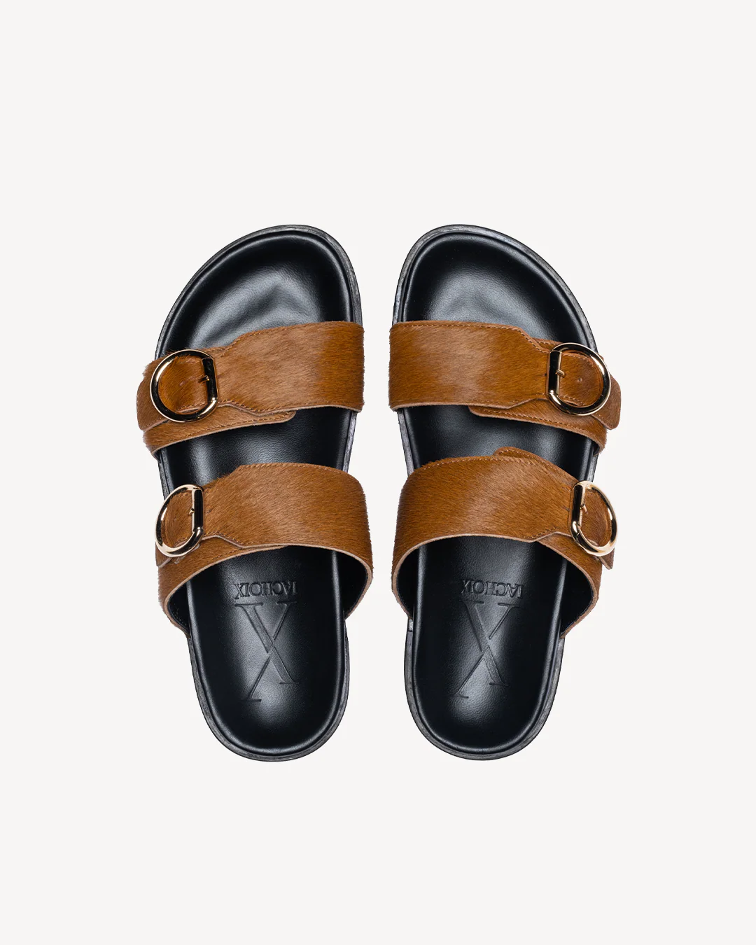 Camel Double Buckle Sandals - Image 6