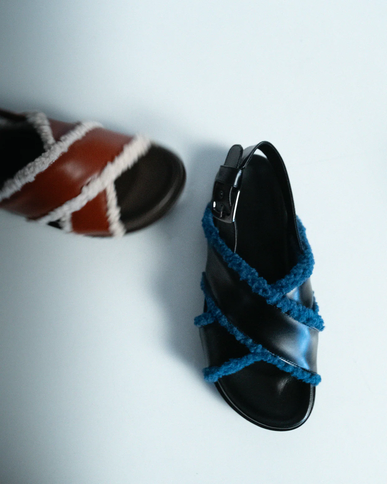 Furry Crossed Sandals Black - Image 7