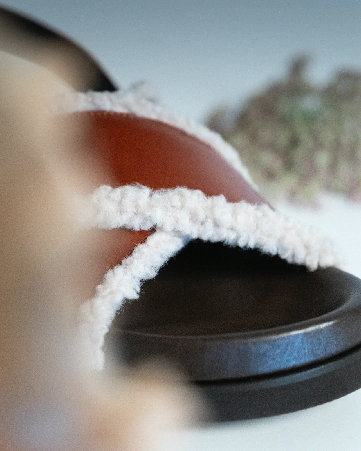Furry Crossed Sandals Camel - Image 9
