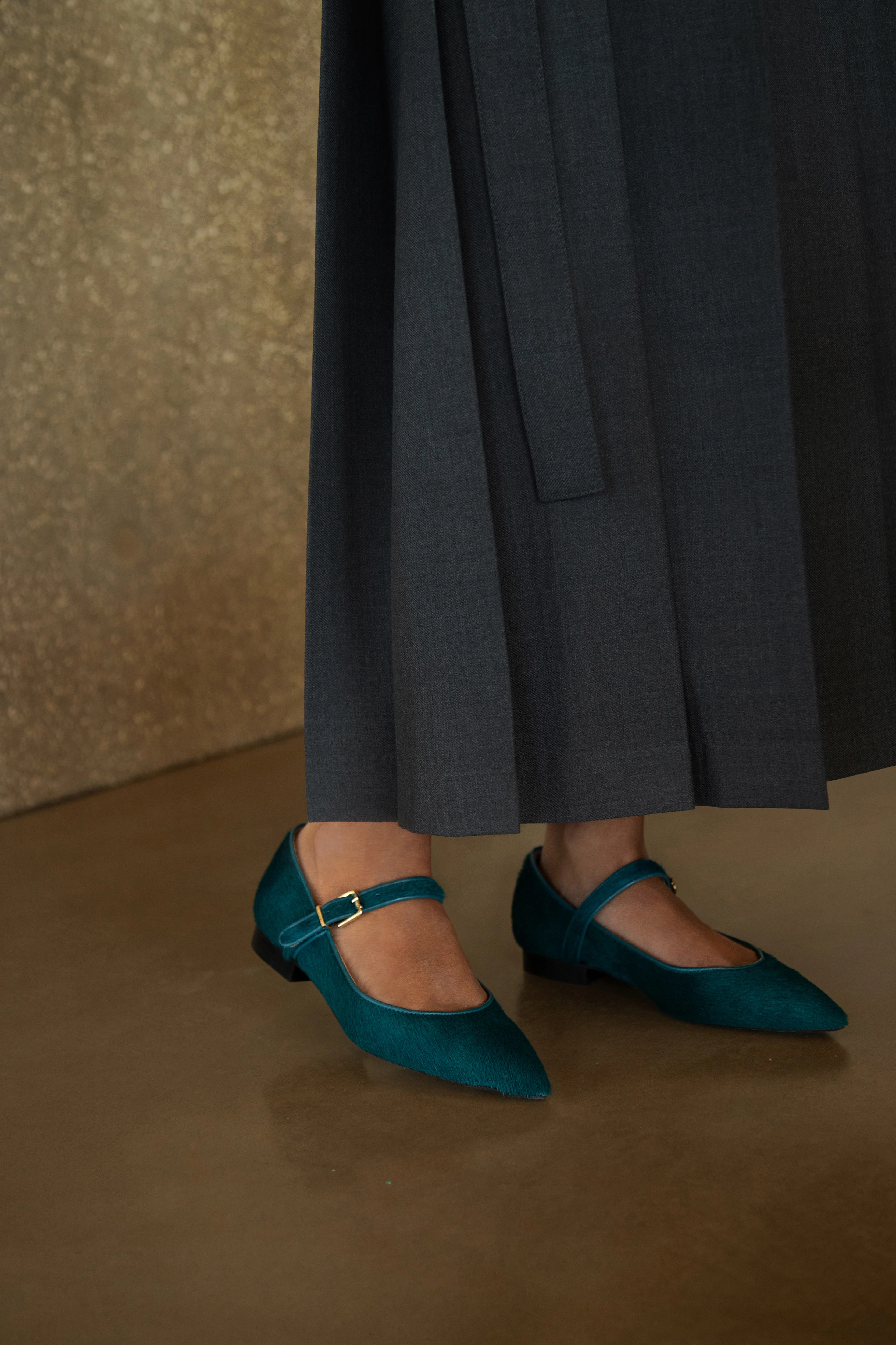 Mary Jane Petrol Calf Hair - Image 3