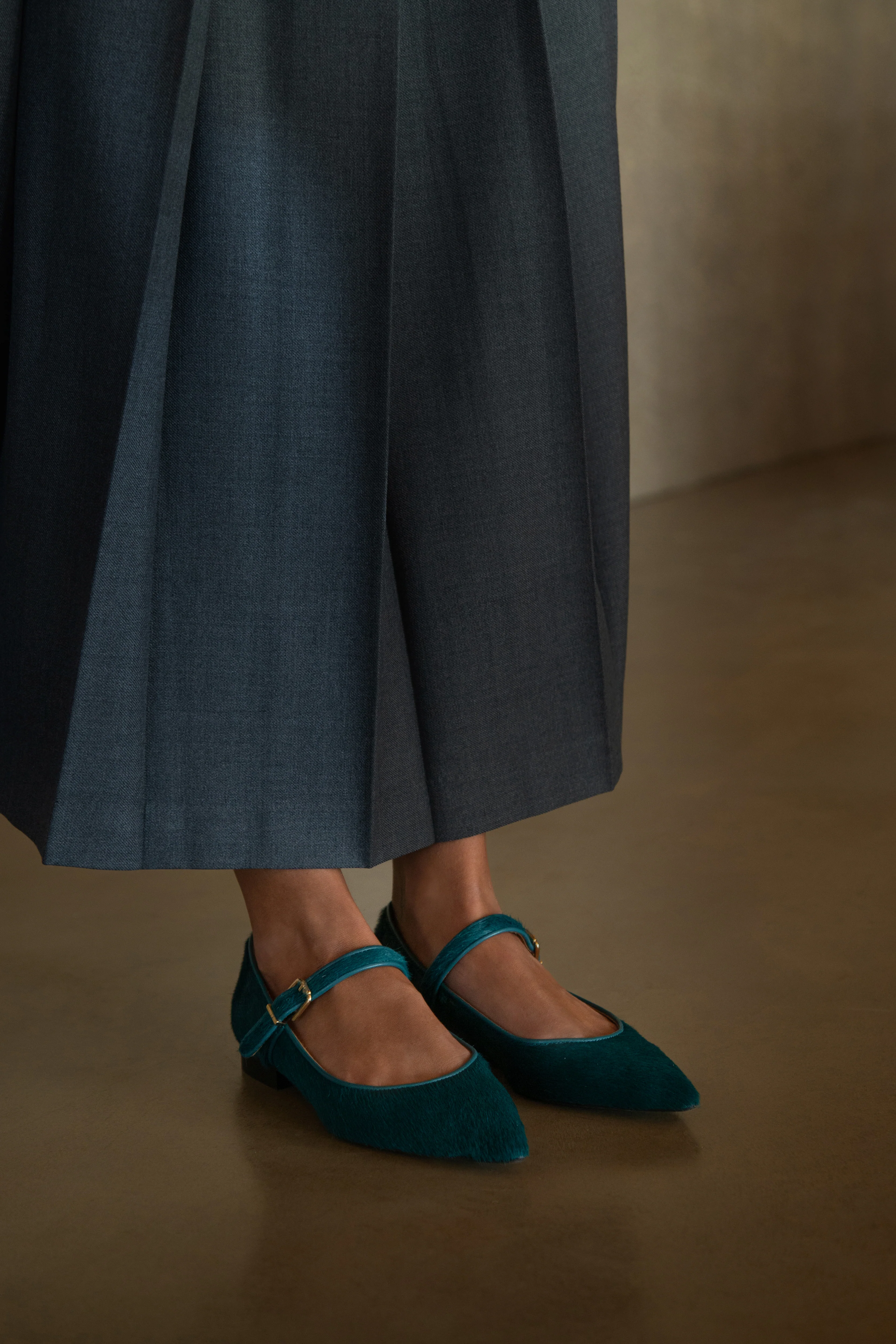 Mary Jane Petrol Calf Hair - Image 6