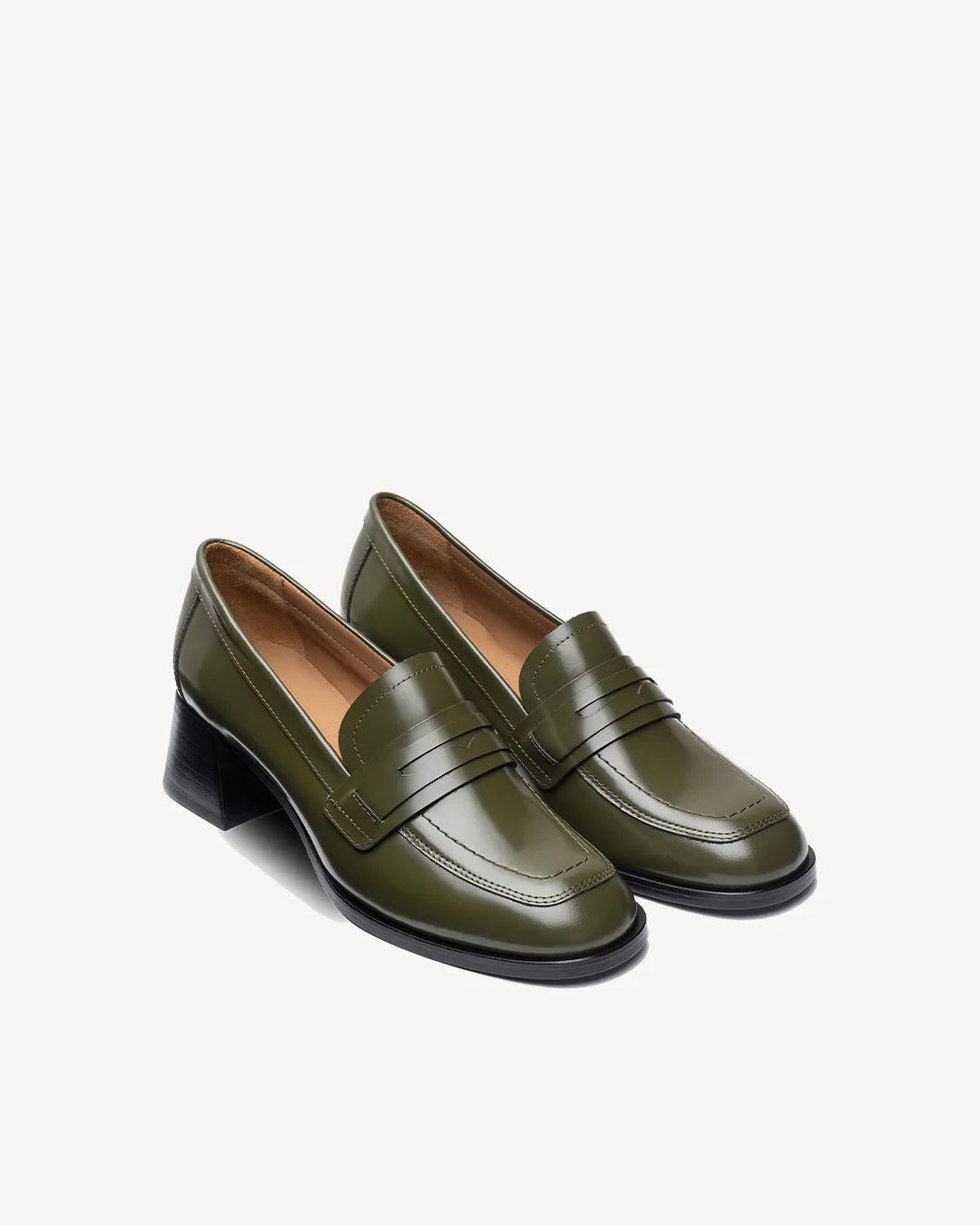 Moss Green Mid-Heel Loafer - Image 3