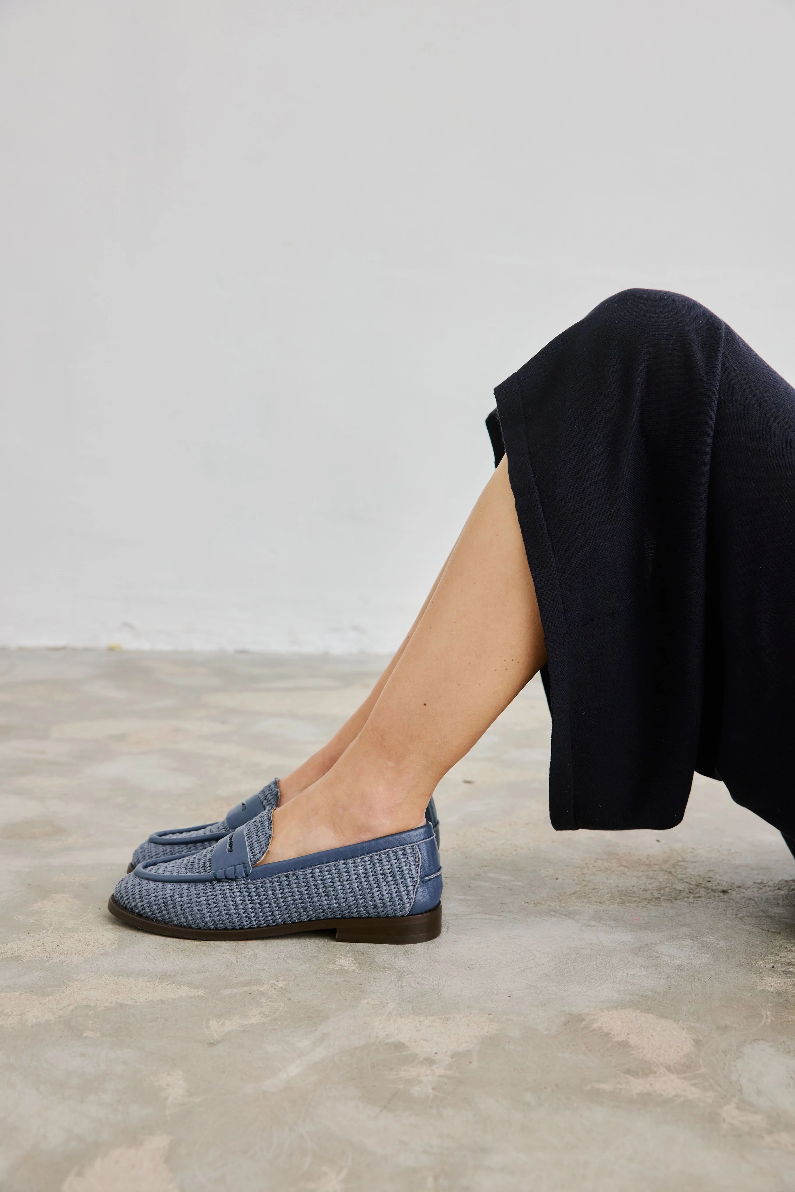 Raffia Penny Loafer Steel Blue - Image 6
