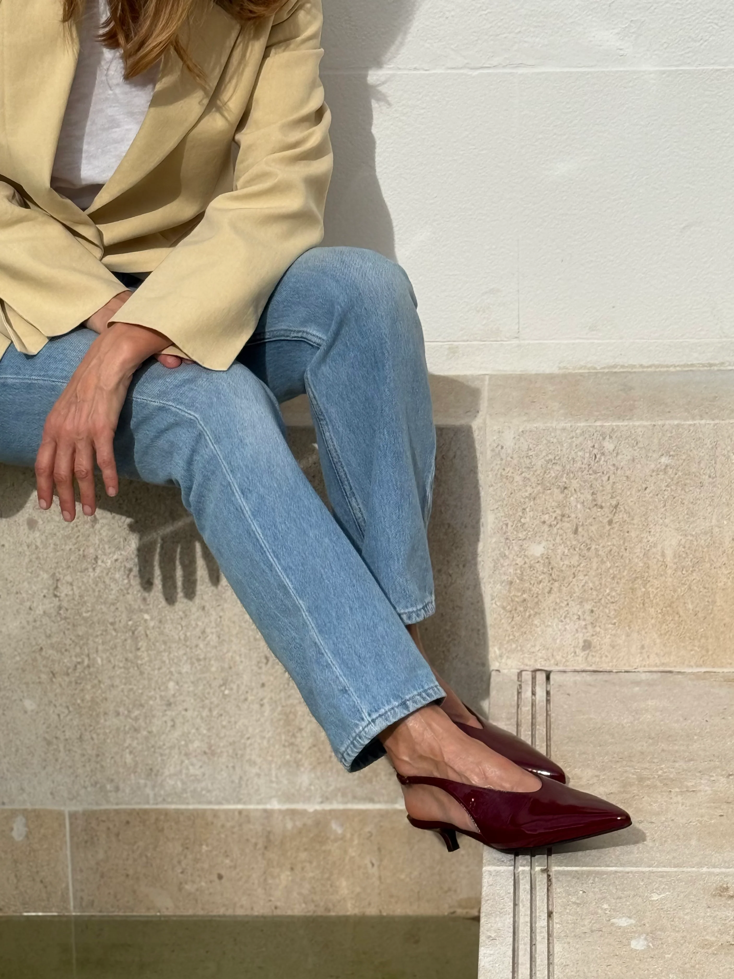 Slingback Kitten Heel Burgundy - Image 5