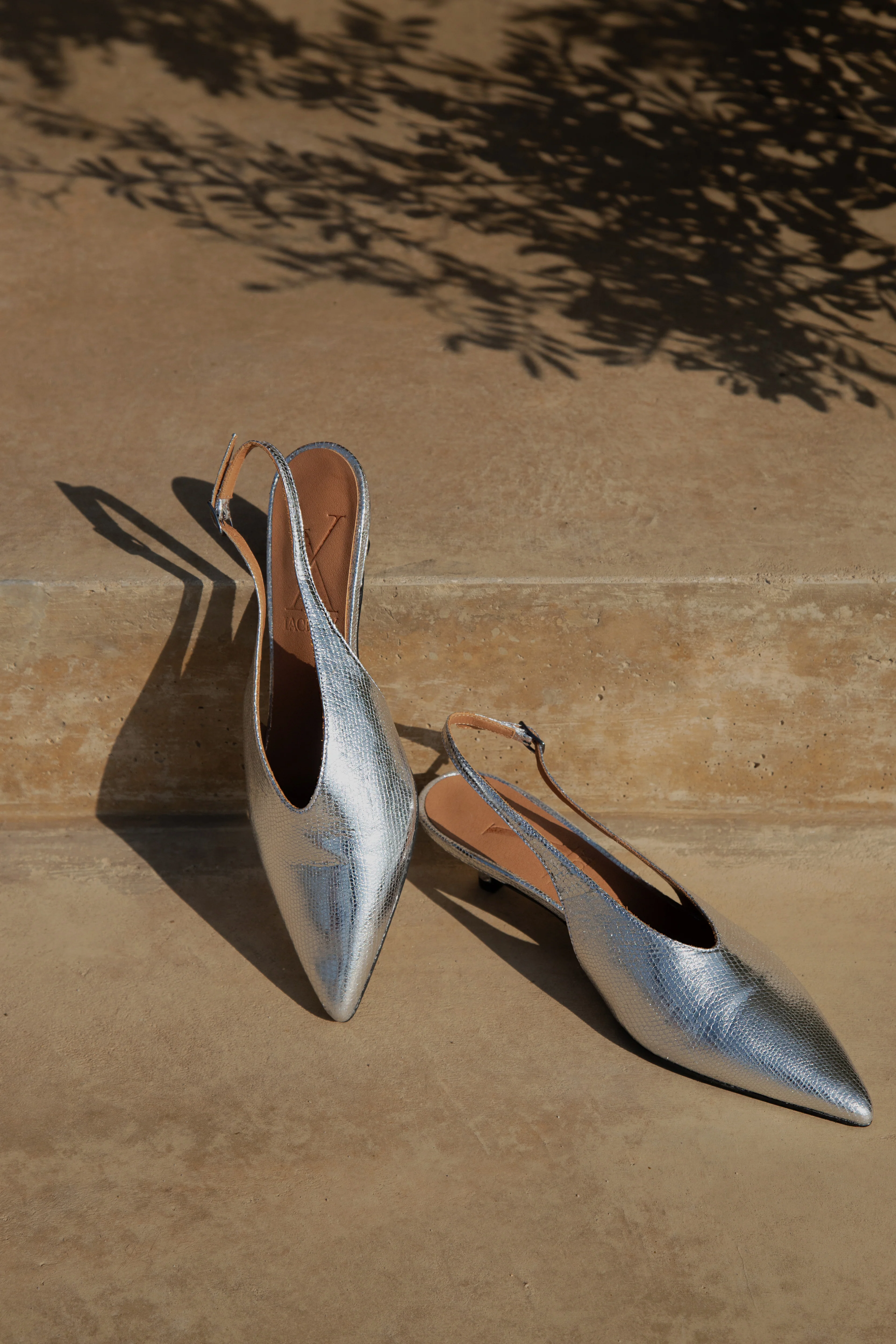 Robin Slingback Kitten Heel Silver - Image 7